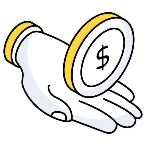 Hand with coin icon-web design in sydney